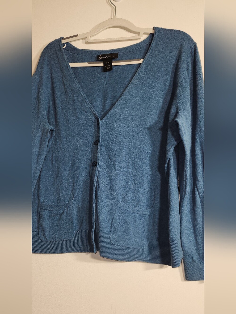 Classic V-Neck Button Cardigan in Teal Blue. Soft. 18. Lane Bryant. 100% Cotton